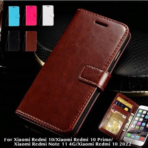PU Leather Flip Case For Xiaomi Redmi 10 Card Holder Silicone Photo Frame Case Wallet Cover For Xiaomi Redmi 10 Business Case