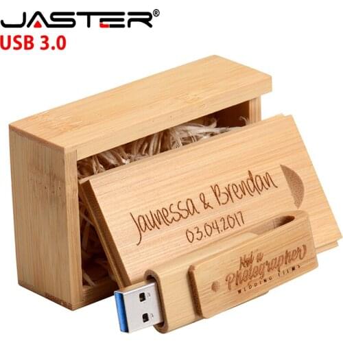 JASTER USB 3.0 (Free Logo) Wooden Box + Pendrive 4GB 8GB 16GB 32GB 64GB 128GB Gift Flash Drive