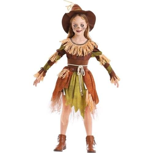 Childrens fear of scarecrow dress up party dress up anime evil villain character tassel dress