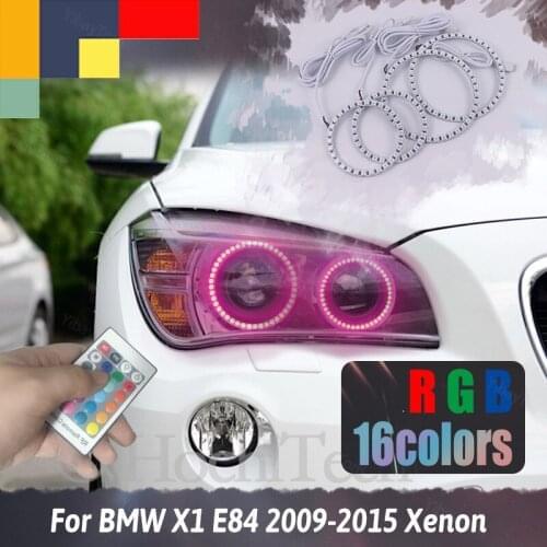 For BMW X1 E84 2009 2010 2011 2012 2013 2014 2015 Xenon Headlight RGB Multi-Color 5050 132Smd Flash LED SMD Angel Eyes Kit
