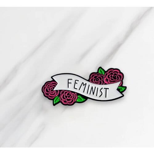 Feminist Enamel Brooch Girl Power Pins for clothes bag buckle Button Badge Cartoon Flowers Jewelry Gift for Women Friends