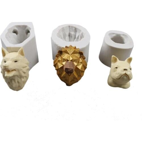 Dog Lion wolf shape silicone fondant cake decorating mold soap mold chocolate polymer clay mould animal cake tool for bakeware
