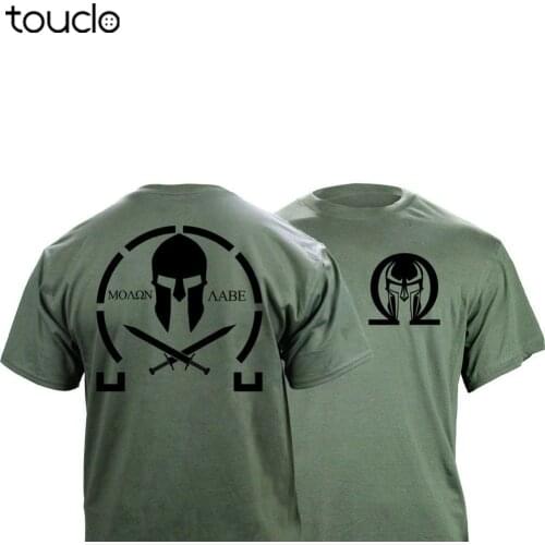 MenS Classic Molon Labe Graphic T-Shirt Double Side New Summer Fashion Mens Simple Short-Sleeved Cotton Customize T Shirts