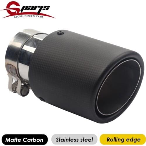 G-Parts Exhaust System Muffler End Tip Tail Pipes 3K Carbon Fiber Rolling Edge Stainless Steel Car Universal Modification