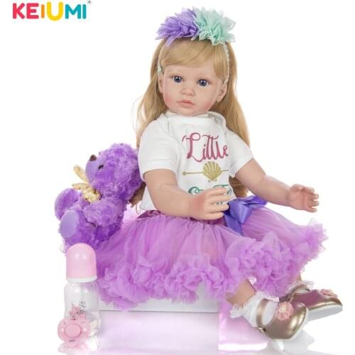 KEIUMI New Fantasy DIY Gold Curls Reborn Baby Doll 60 cm Realistic Princess Cloth Body Reborn Menina For Girl Birthday Gift