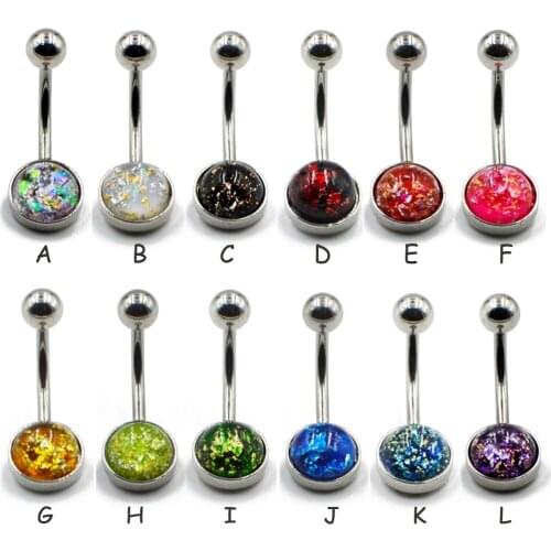 1PCS Navel Piercing Rings Different Synthetic Opal Belly Button Ring Sexy Dangle New Body Piercing Jewelr 14gy