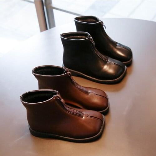 Girls' Short Boots Velvet Childrens Martin Boots Fashion Princess Boots Non-slip Leather Boots Boots for Girls Children Shoes