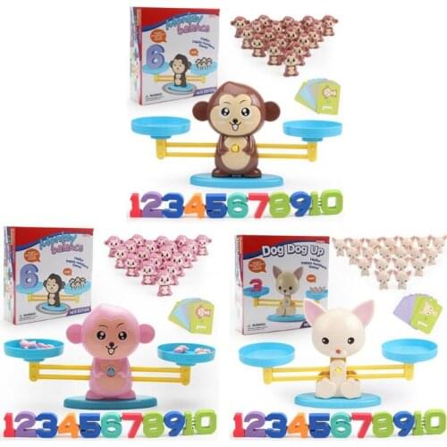 Math Match Game Board Monkey Digital Balance Scale Toy Kid Educational Gift