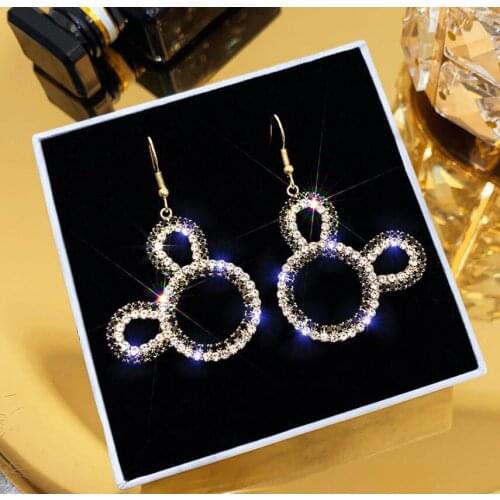 Mickey Earrings Set With Crystal Mouse Cartoon 2020 Valentine Personality Wedding Gift Fine Jewelry Accessories For Woman