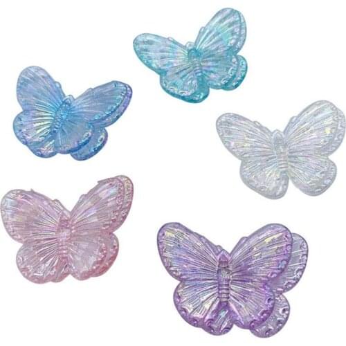 Fashion Big Size Butterfly Plated AB Color Acrylic DIY Accessory Beads with Tope Hole 5 Pieces y15738