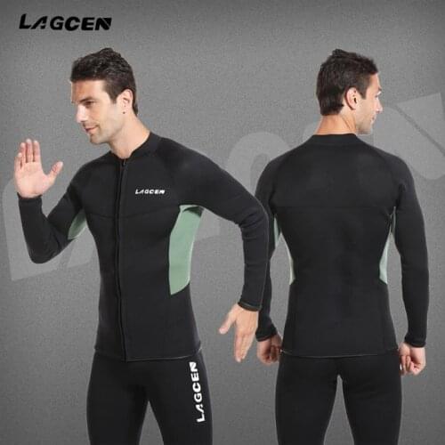 LAGCEN 2.5mm Neoprene Wetsuit Men Long sleeve Diving suit Male Surfing Snorkeling Scuba Spearfishing Winter thermal Swimsuit