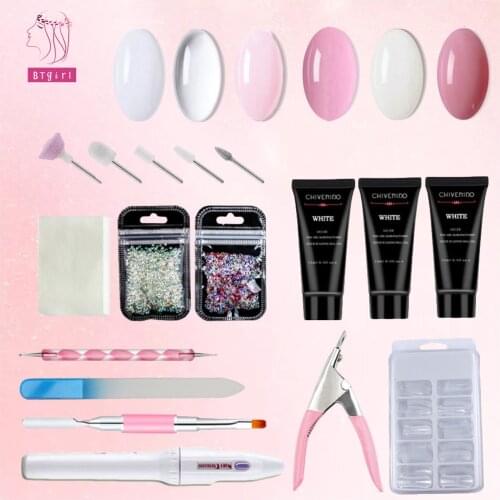 Poly Nail Gel Kit 3PCS 15ml Professional Enhancement Builder All-in One Nail Gel Manicure Set Nail Art Accessories