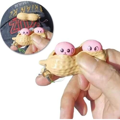 New Style Peanuts Stress Ball Fidget Toys Big Peanut Squishy Slow Rising Squeeze Phone Straps Ballchains Decompression Toys