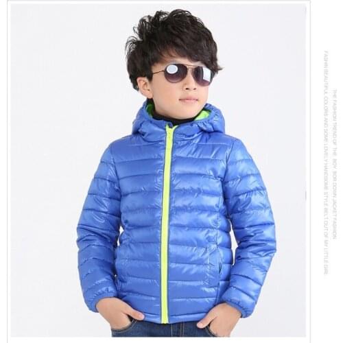 Solid Children Down Jacket Hoodies boy Coat Kids Parkas Boys Cotton-padded jacket 5-8Years Childrens Winter Clothes