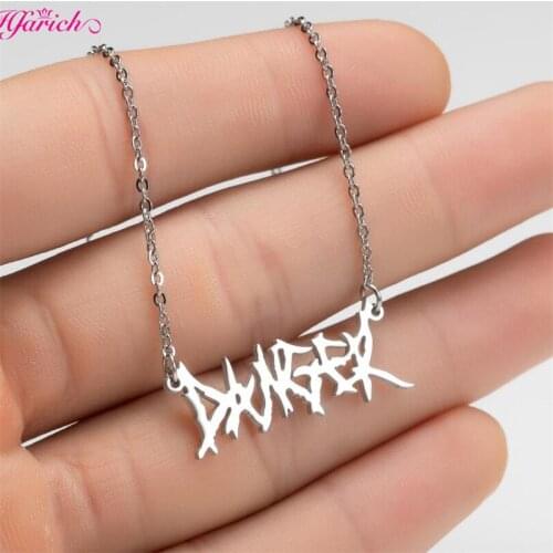 Silver Color Irregular Words DANGER Pendant Necklace Link Chain Hip Hop Stainless Steel Jewelry Accessories For Men Women