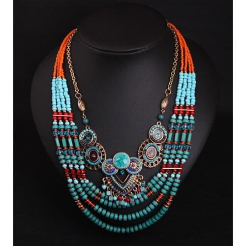 New Fashion Bohemian Handmade Beaded Necklace Womens Multi-layered Color Clothing Accessories Necklace