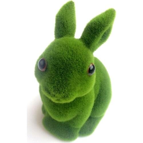 Easter Furry Flocked Bunny Garden Decorations Artificial Moss Rabbit Easter DéCor Figurines Tabletop Ornament
