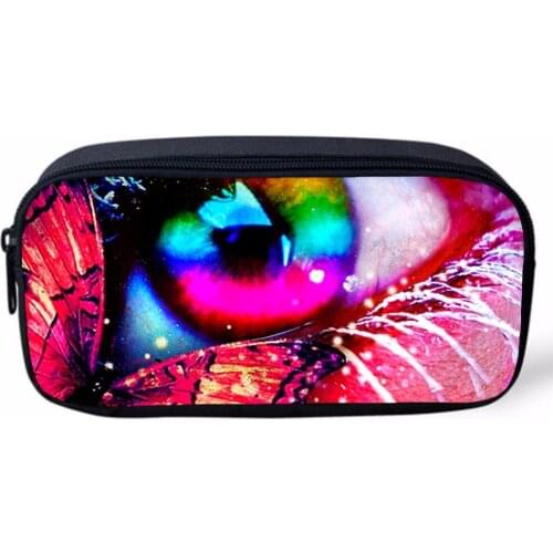 Portable Lady Cosmetic Cases Unique Personality Eye Printing Pencil Box Stationery Bag School Cool Pencil Bag