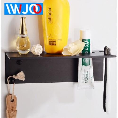 Bathroom Shelf Black Aluminum Bathroom Shelves Corner Shower Cosmetic Caddy Shampoo Storage Rack Wall Mounted Toothbrush Holder