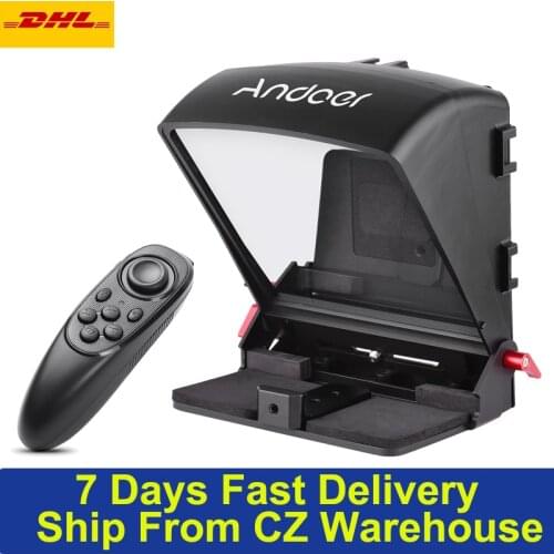 Portable Teleprompter Prompter for Smartphone/Tablet/DSLR Camera Video Recording Live Streaming Interview with Remote Control