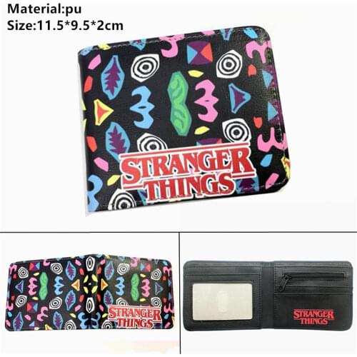 Anime Stranger Things Pu Wallet Casual Photo Card Holder Casual Student Short Zip Coin Pocket Boys Girls Layers Purses Cartoon