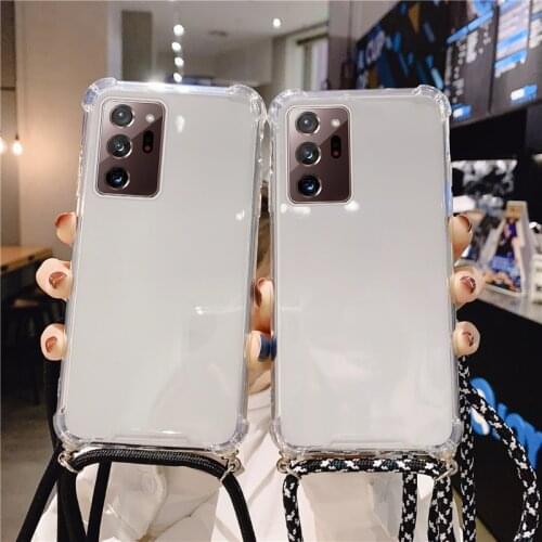 Luxury Lanyard Silicone Phone Case For Samsung Galaxy S21 S20 S10 S9 A21Note 20 10 9 8 Lite Plus Ultra-thin Necklace Strap Cover