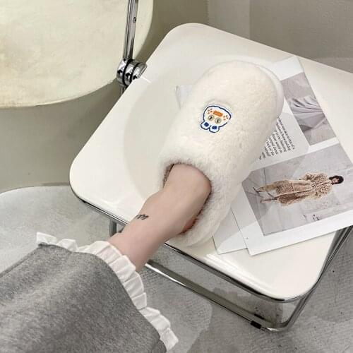 Kawaii Cartoon Womens slippers Sweet Warm non-slip Platform Slippers for home Cute animals plush winter house slippers 2021