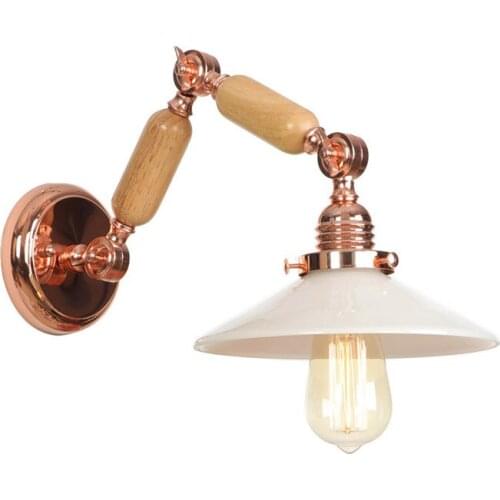 Nordic Postmodern Led Wall Lighting Bedside Adjustable Metal Wood Long Arm Wall Lamp Light Fixture Golden Wall Mirror Vintage