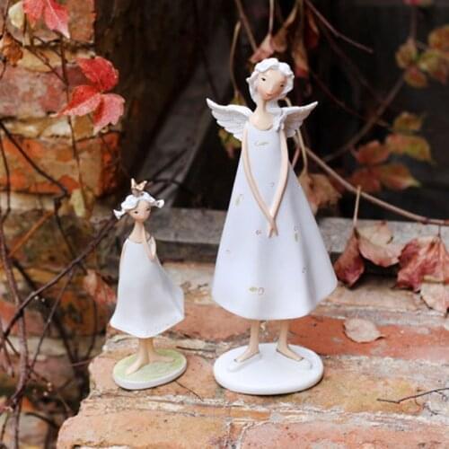 Resin Figurine Statue Angel Mother and Daughter Sculpture Decorative Home Decor Cute Creative Art Living Room Desktop Decoration