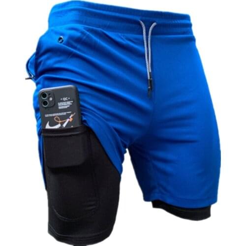 You can add your own logo) 2 In 1 Running Shorts Built-in Pockets Shorts Quick Drying Sport Gyms Fitness Jogging Workout Shorts