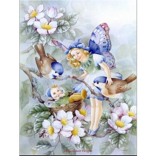 Embroidery Counted Cross Stitch Kits Needlework - Crafts 14 ct DMC DIY Arts Handmade Decor - Fairy with Sparrow
