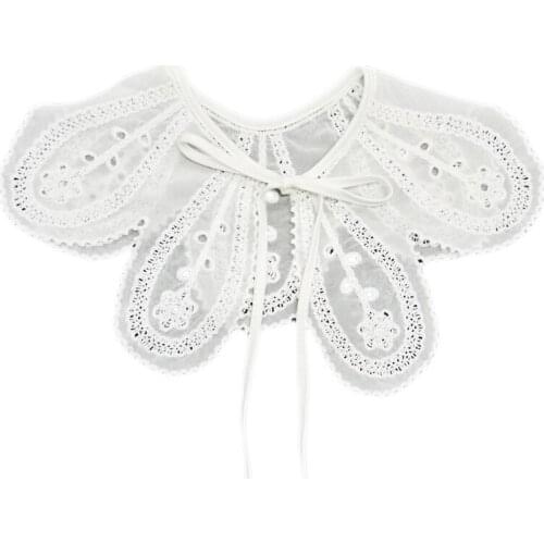 Y166 Fancy Removable False Shirt Collar Woman Floral Embroidery Faux Collar Lace Tie Vintage Women Clothing Accessories