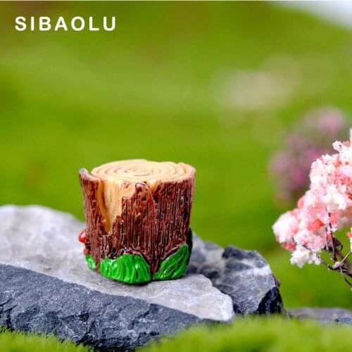 1pc Simulation Wooden Stump Miniature Figurine DIY Accessories Doll Baby Pet House Decoration plastic girl building toy