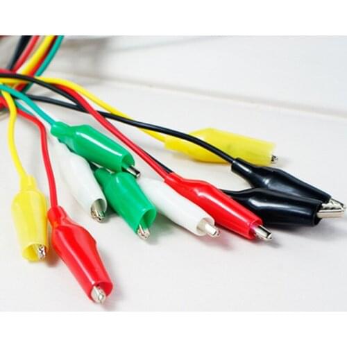 10Pcs 5 colors 50cm length double-ended alligator clips jumper wire mini test clips DIY test cable test folder test hook clip