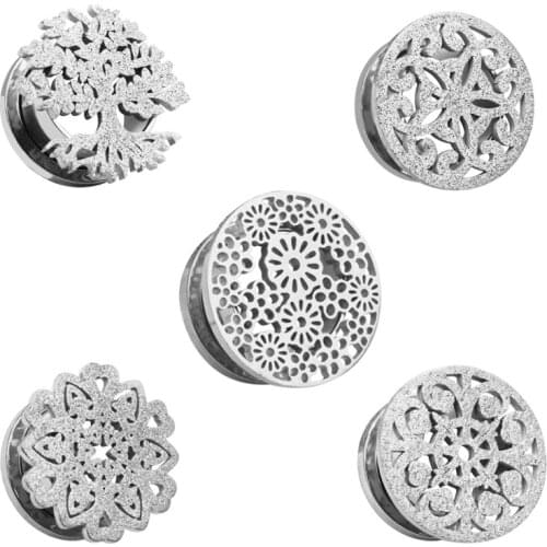 2PC 316L Steel Ear Plug Tunnels Ear Expanders Sandpaper Screw Ear Flesh Tunnel Gauges Piercing Ear Stretcher Body Jewelry