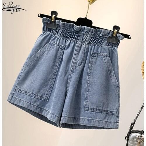 2021 Summer Short Jeans Women Casual Loose Elastic High Waist Shorts Women Blue Plus Size Denim Shorts Women Short Femme 9837