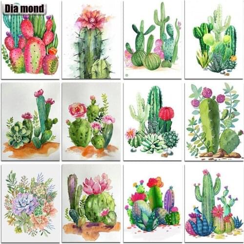5D DIY Diamond Painting Cactus Full Square/Round Diamond Embroidery Mosaic Green Plants Handmade Craft Gift Home Decoration