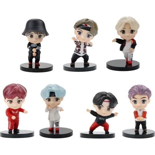 7pcs/lot TINY TAN Action Figure Bangtan Boys Toys Group Model KPOP Star TOP Funs A.R.M.Y PVC Birthday Gifts
