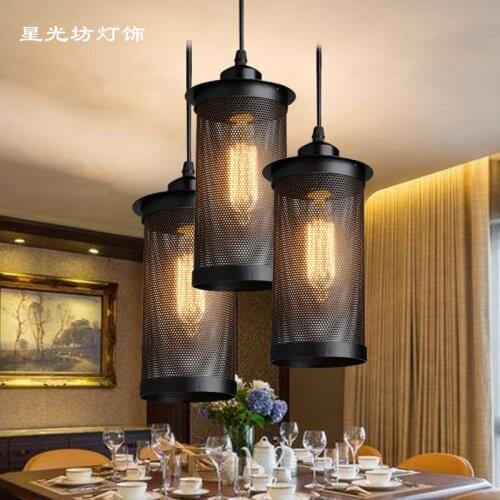 American black iron pendant light cafe bar table Iron personality attic balcony aisle lamp