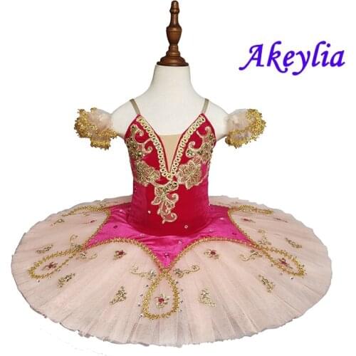 Girls Ballet Tutu Professional Ballet Pancake tutu Skirts Harlequinade Adult Ballet Costumes peach competition For kids JN0028B