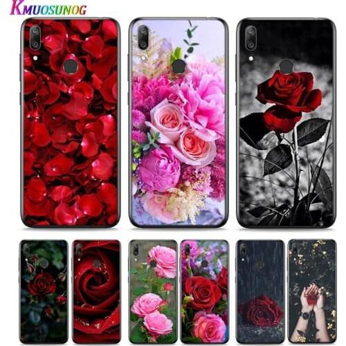 Red Rose Flowers For Huawei P Smart 2021 2020 Z S Mate 40 RS 30 20 20X 10 Pro Plus Lite 2019 Silicone Phone Case