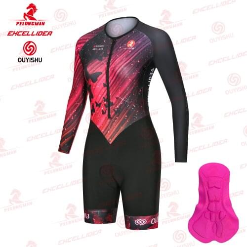 EXCELLIDEA Black And Red Cycling JumpSuit Women Summer Cycling Skinsuit For Female
