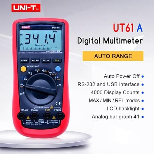 Digital Multimeter UNI-T UT61A AC/DC voltage Current Ohm meter Capacitance Resistance Frequency Diode Tester NCV LCD Backlight
