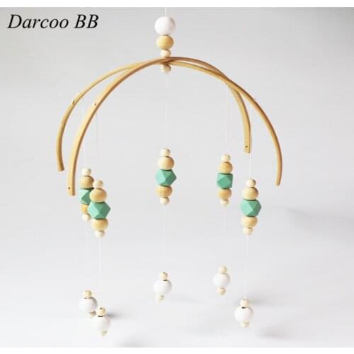 Baby Bed Crib Wood Rattles Wooden Bead Natural Toys Kids Children Room Decoration