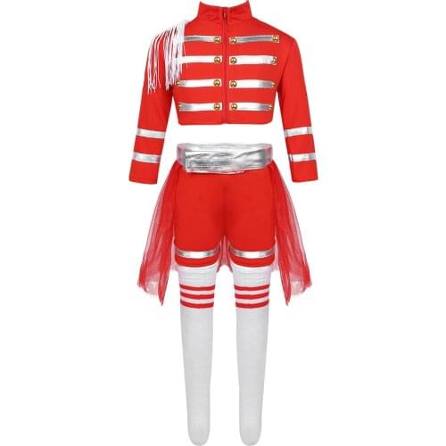 Kids Cheerleading Uniform Stage Performance Modern Jazz Dance Costume Girls Crop Tops with Shorts Mesh Skirt Socks Set Outfit