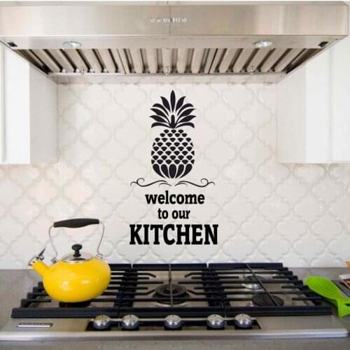 Welcome To Our Kitchen Pineapple Wall Decal Modern Kitchen Cuisine Wall Decor Customized Size Waterproof DIY Mural B709