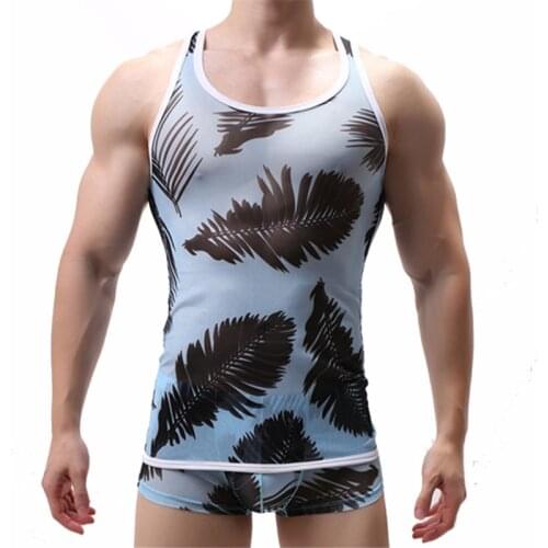 Singlet Mens Underwear Set Sleeveless Slim Fitness Bodybuilding Undershirts Tank Tops Vest Male Boxer Shorts Men Clothes Set