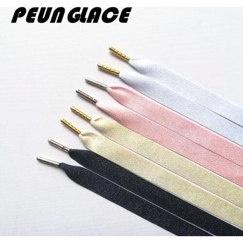 Quality PeungLace 1000 Pairs/lot Metallic Flat Shoelaces for Sneaker 4 Colors 120cm Weaving Shoelaces