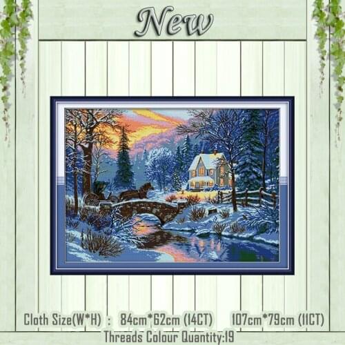 Return in winter scenery painting counted printed on the canvas DMC 11CT 14CT kit Chinese Cross Stitch embroidery needlework Set
