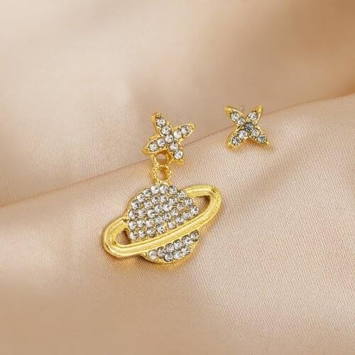Korean Earings Fashion Jewelry Planet Asymmetric Stud Earrings Statement Earrings For Women Brincos Wholesale
